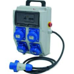 QUADRO DA CANTIERE IP67 16A 230V 3KW 4 PRESE INDUSTRIALI + PULSANTE EMERGENZA ROSSO 220V (ROSI)