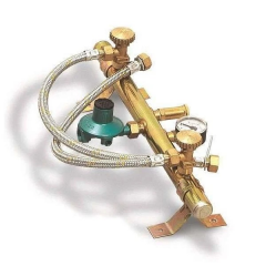 CENTRALINA TUBOLARE PER 2BOMBOLE COMPLETA DI FLESSIBILI, STAFFE, VALVOLA SICUREZZA E MANOMETRO