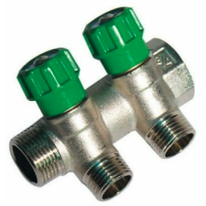 COLLETTORE 3/4X1/2   A  2 VIE maniglia verde